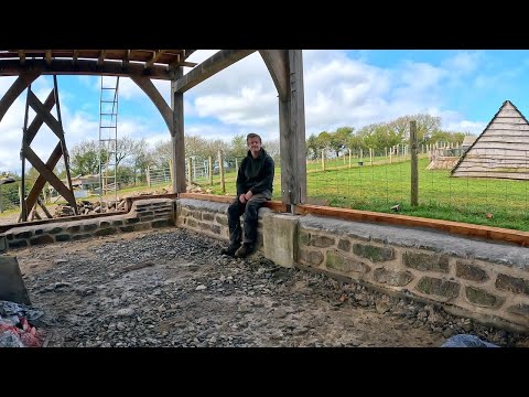 Timber Framed Barn Part 24 Stone walls Complete