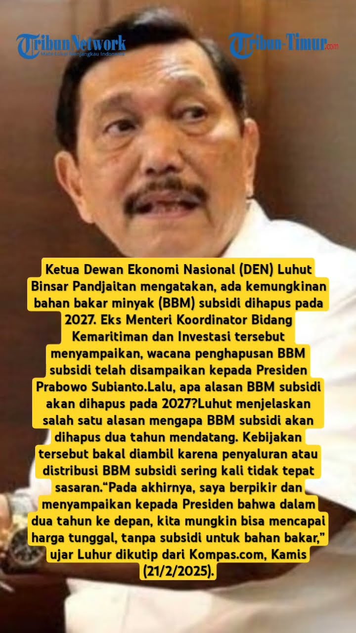 Luhut Ungkap Alasan BBM Subsidi Akan Dihapus 2 Tahun Lagi, Alasannya Tak Tepat Sasaran