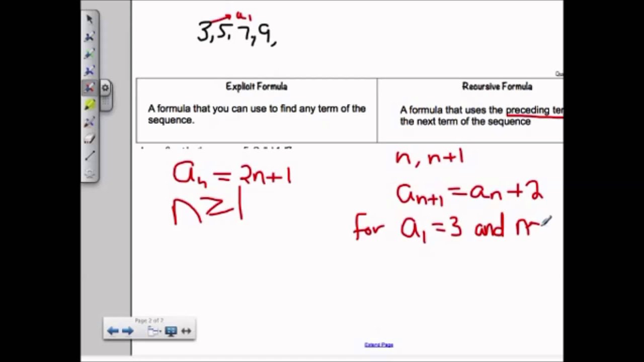 Video #9.1 - Integer Sequences and Recursive Formulas - YouTube