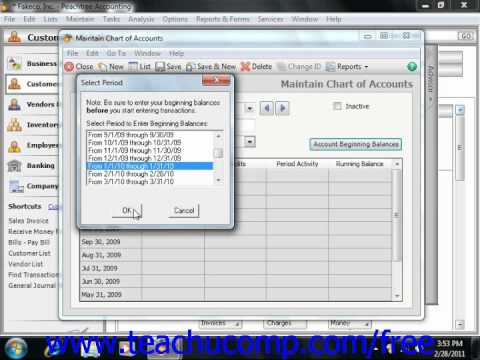 Peachtree Chart Of Accounts Beginning Balance