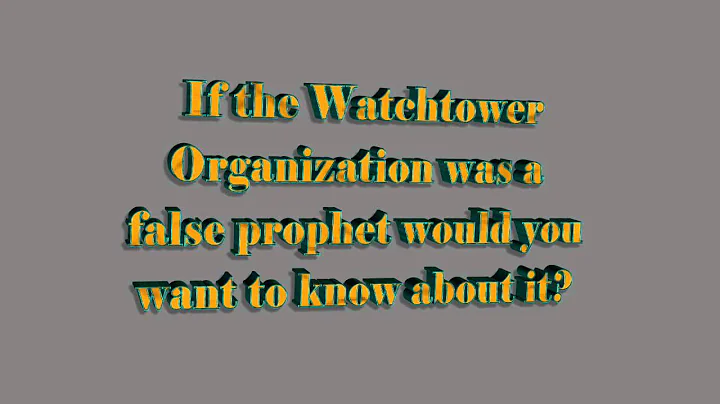 A Question (#2) for Jehovah's Witnesses you won't see on JW.org