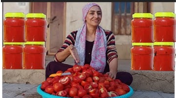 Grandma told me the secret of cooking tomato paste with balloons. Life style in rural Iran