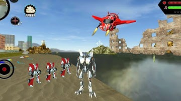 Robot Shark - (Jet Robots Big Hybrid Robot) Huge Jet Airplane Robot Attack Red - Android Gameplay HD