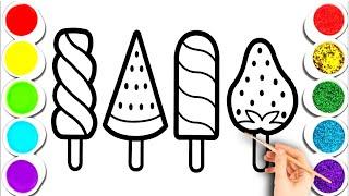 Icecream Drawing Painting & Colouring for kids Toddlers | How to draw Icecream #Icecreamdrawing