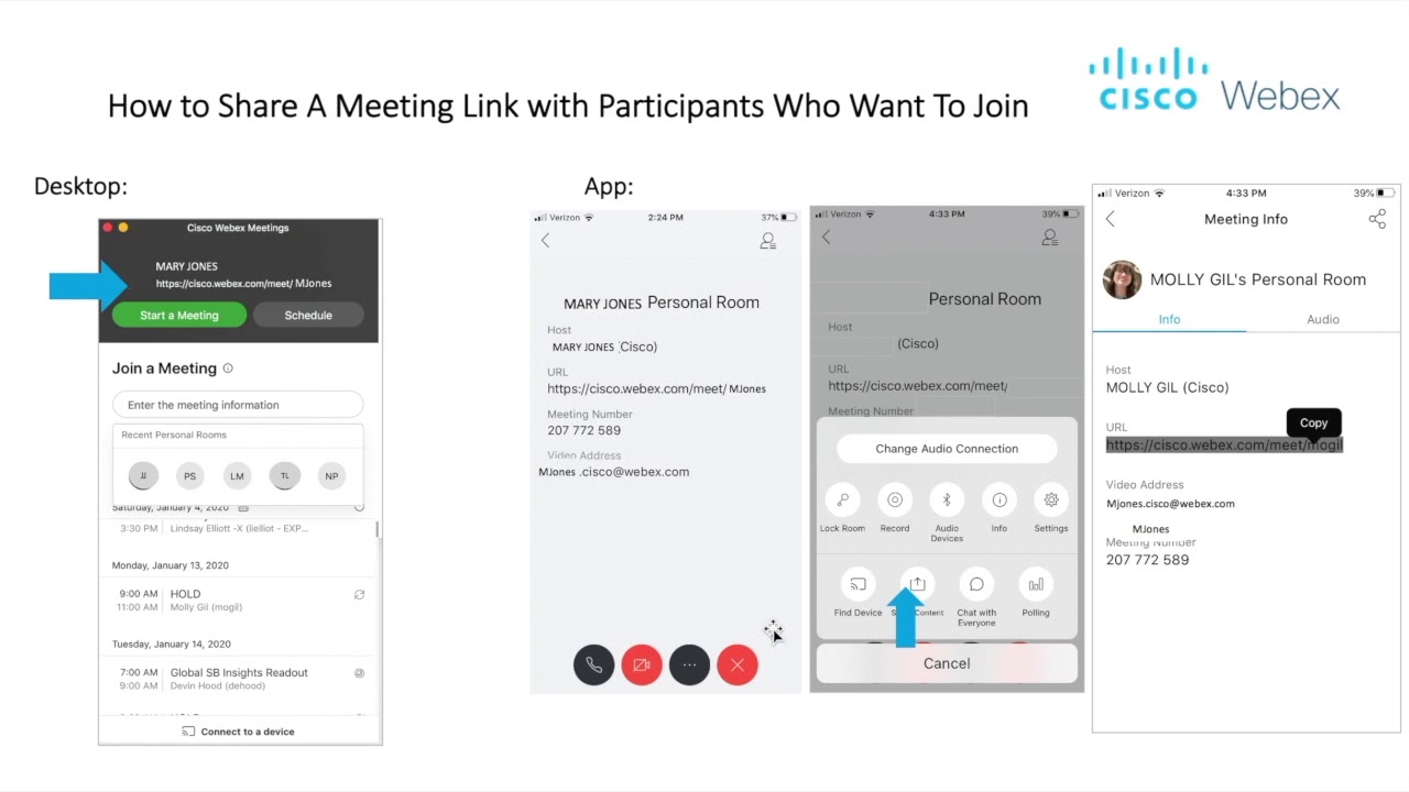 Webex Help How To Share A Meeting Link Youtube