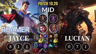 T1 Roamer Jayce vs Lucian Mid - KR Patch 10.20