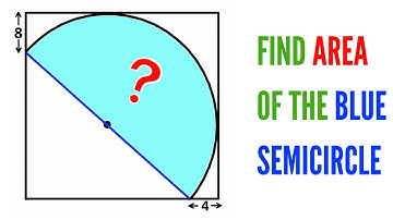 Can you find area of the Blue semicircle in the square? | (Geometry skills explained) | #math #maths