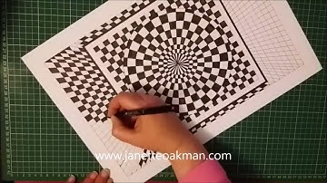 Geometric Art with Artist Janette Oakman 4 - Optical Illusion - Time Lapse - Black & White Drawing