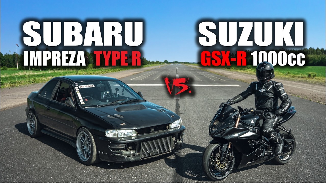 AUTO VS. MOOTTORIPYÖRÄ | SUBARU IMPREZA TYPE-R +750 HP VS. SUZUKI GSX-R ...