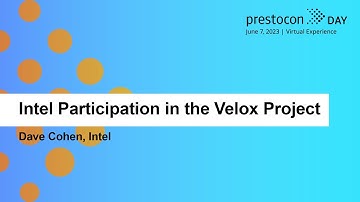 Intel Participation in the Velox Project - Dave Cohen, Intel