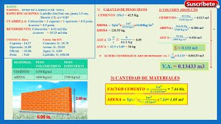 COSTO UNITARIO DE UN MURO DE LADRILLO  Ejercicio (1/3)