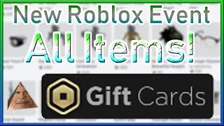 New Roblox Gift Card Event All New Items How To Get Them Youtube - roblox gift card event