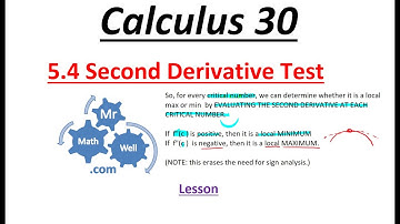 Calculus 30 - 5.4 Second Derivative Test Lesson