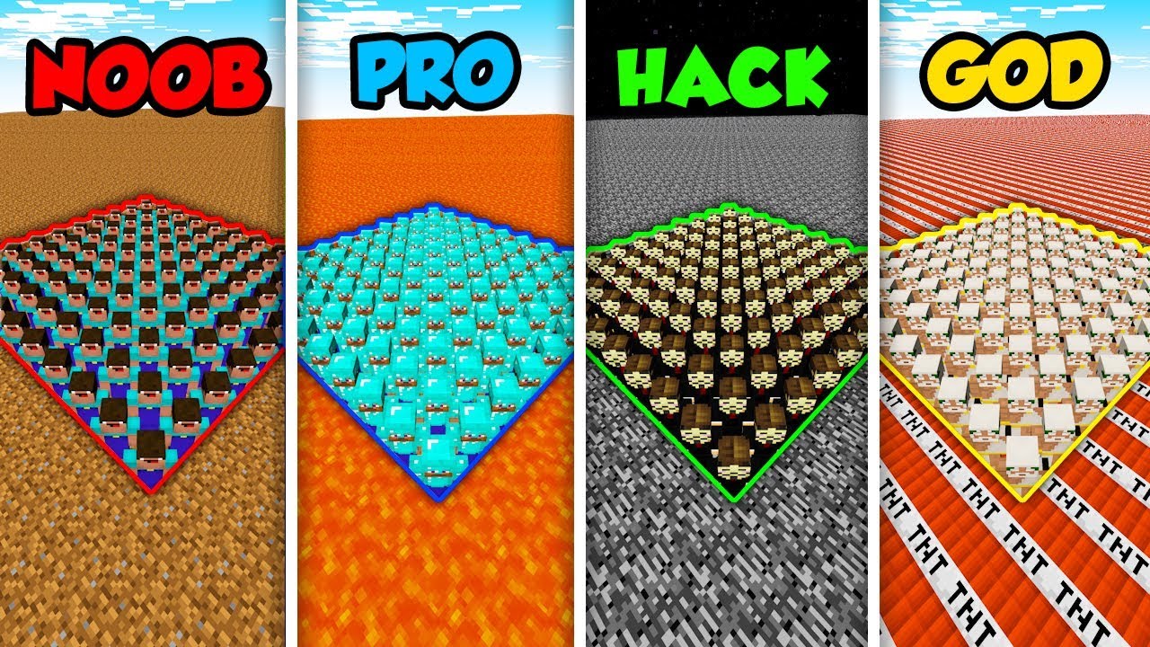 Minecraft Noob Vs Pro Vs Hacker Vs God Army Base Challenge In Minecraft Animation Youtube - noob vs pro 2017 for noob army roblox