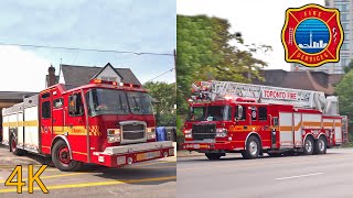 Toronto fire services, rescue 425 and the then-new aerial 423
responding for alarms. r425 is a 2014 e-one typhoon. a423 2019 spartan
gladiator with 10...