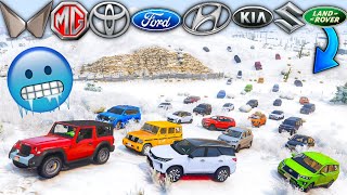 GTA 5: INDIAN CARS ON SNOW MOUNTAIN 🥶🏔️  0° COLDEST SNOW FALL DRAG RACE ☃️ GTA 5 MODS! screenshot 5