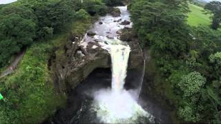 Rainbow Falls Drone View Hilo Hawaii