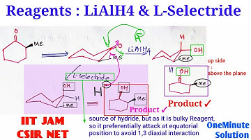 Reagents : LiAlH4 & L-selectride/ Nucleophilic addition to carbonyl group / Stereochemistry Aspects