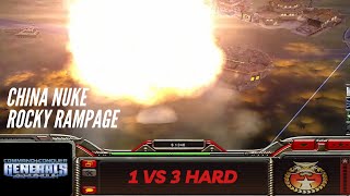 China Nuke General : 1 Vs 3 Hard Command & Conquer Generals Zero Hour (Rocky Rampage)