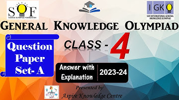 IGKO Class 4 Question Paper 2023-24 Set-A | Class 4 IGKO Solved Paper 2023 #igko #igkoclass4  #v93
