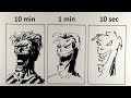 MARK CRILLEY&#39;S 10 MINUTE/1 MINUTE/10 SECOND SPEED CHALLENGE! -Drawing Joker