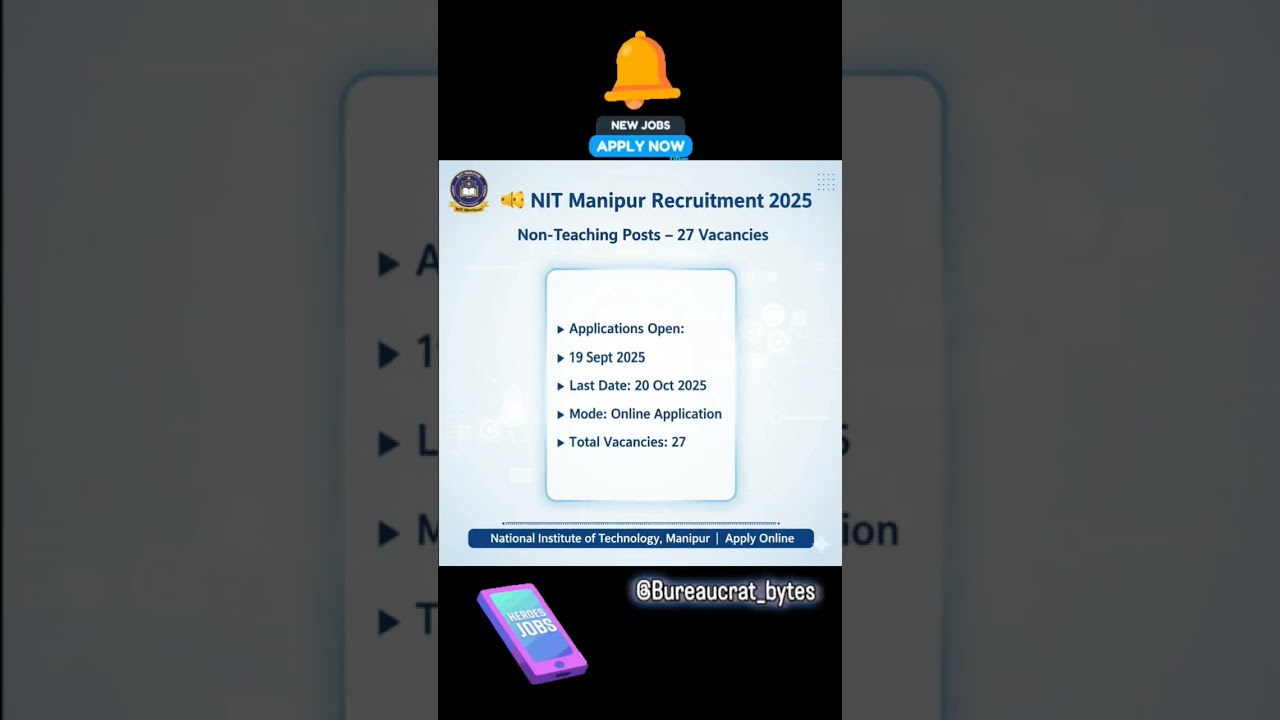 🚨 NIT Manipur Recruitment 2025 – Apply Now! 🚨
