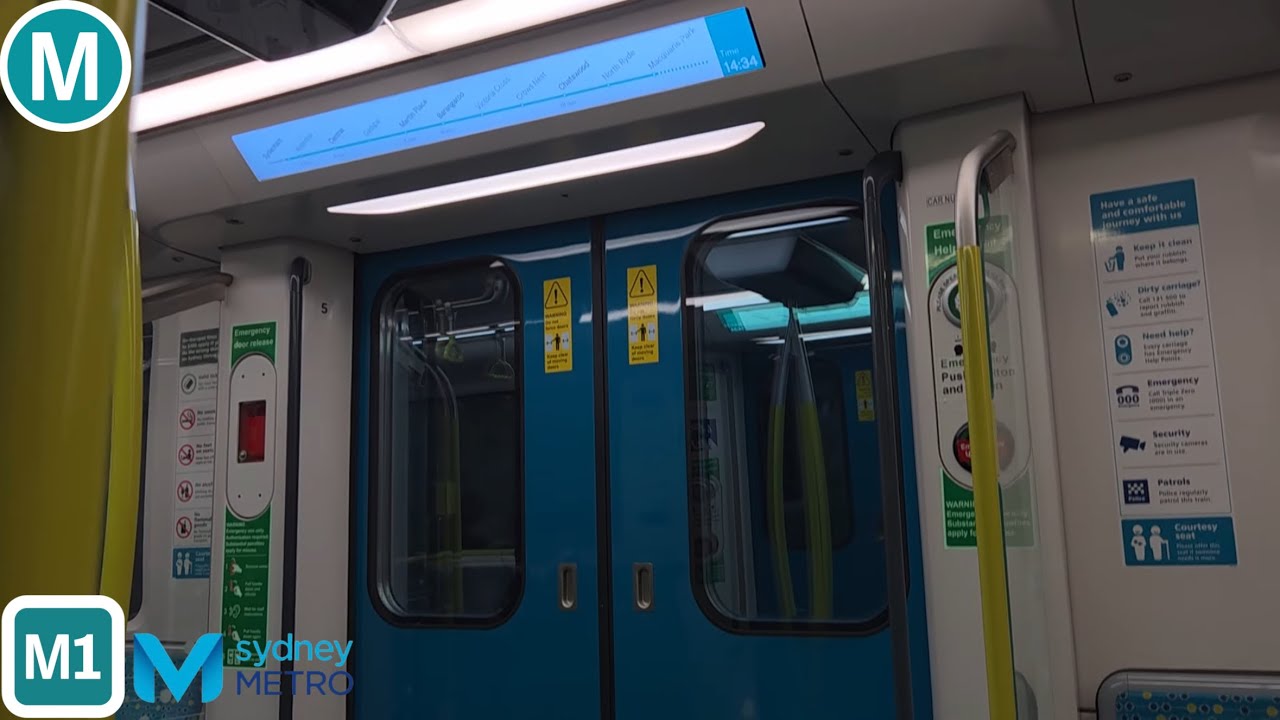 Sydney Metro Alstom Metropolis metro ride from Sydenham-Waterloo