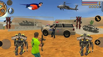 Vegas Crime Simulator (Vegas Hero + Transformers Fight Car Robot on Army Base) Crowd Fight - FHD