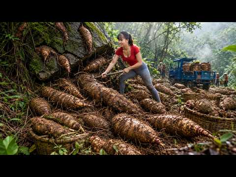 Harvesting Wild Tubers In Mysterious Rocks | Authentic Village - حصاد درنات برية في الصخور