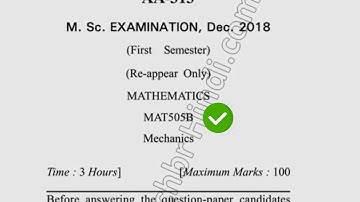 Dec 2018 Dcrust MSc Mathematics 1st Sem Reappear Mechanics Question Paper