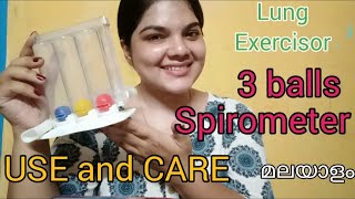 3 balls spirometer double use and care in Malayalam.