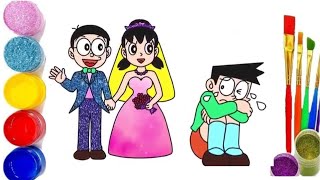 Glitter Bride and Groom Coloring pages for kids | Mempelai Pria dan wanita halaman mewarnai