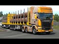 ETS 2 - Scania R490 + HTC Logging Trailers Transporting Pipes
