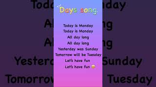 #dayssong #funrhymes #learningwithmusic #learndaysname  #educationalvideo #likevideosubscribechannel