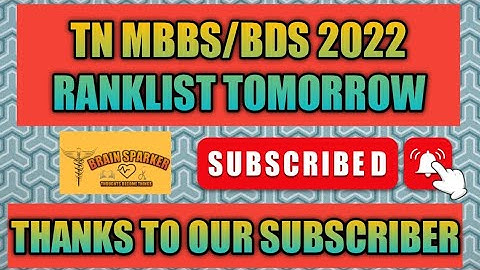 TN MBBS/BDS 2022 RANKLIST TOMORROW