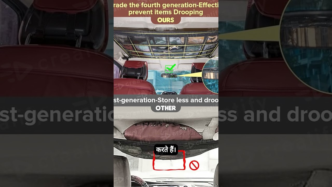 Car Roof Ceiling Storage Net Bag 31 5 x 21 5 UniversalFit, DoubleLayer 