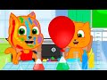 Cats Family in English - Experiment With Multi-Colored Paint Cartoon for Kids