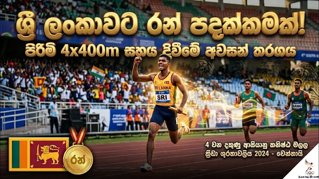 ශ්‍රී ලංකාවට රන් පදක්කම! පිරිමි 4x400m තරගය | 4 වන දකුණු ආසියානු කනිෂ්ඨ මලල ක්‍රීඩා ශූරතාවලිය 2024