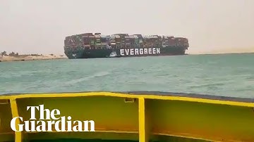 Suez canal blocked after container ship runs aground