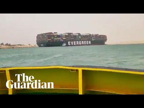 Suez canal blocked after container ship runs aground