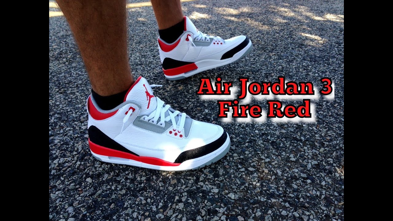 jordan 3 se fire red on feet