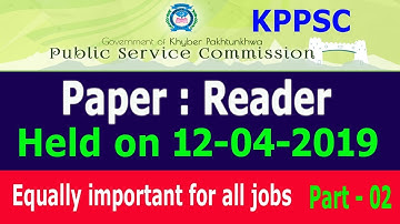 KPPSC past paper (READER) held on 12-04-2019 :  Part - 02