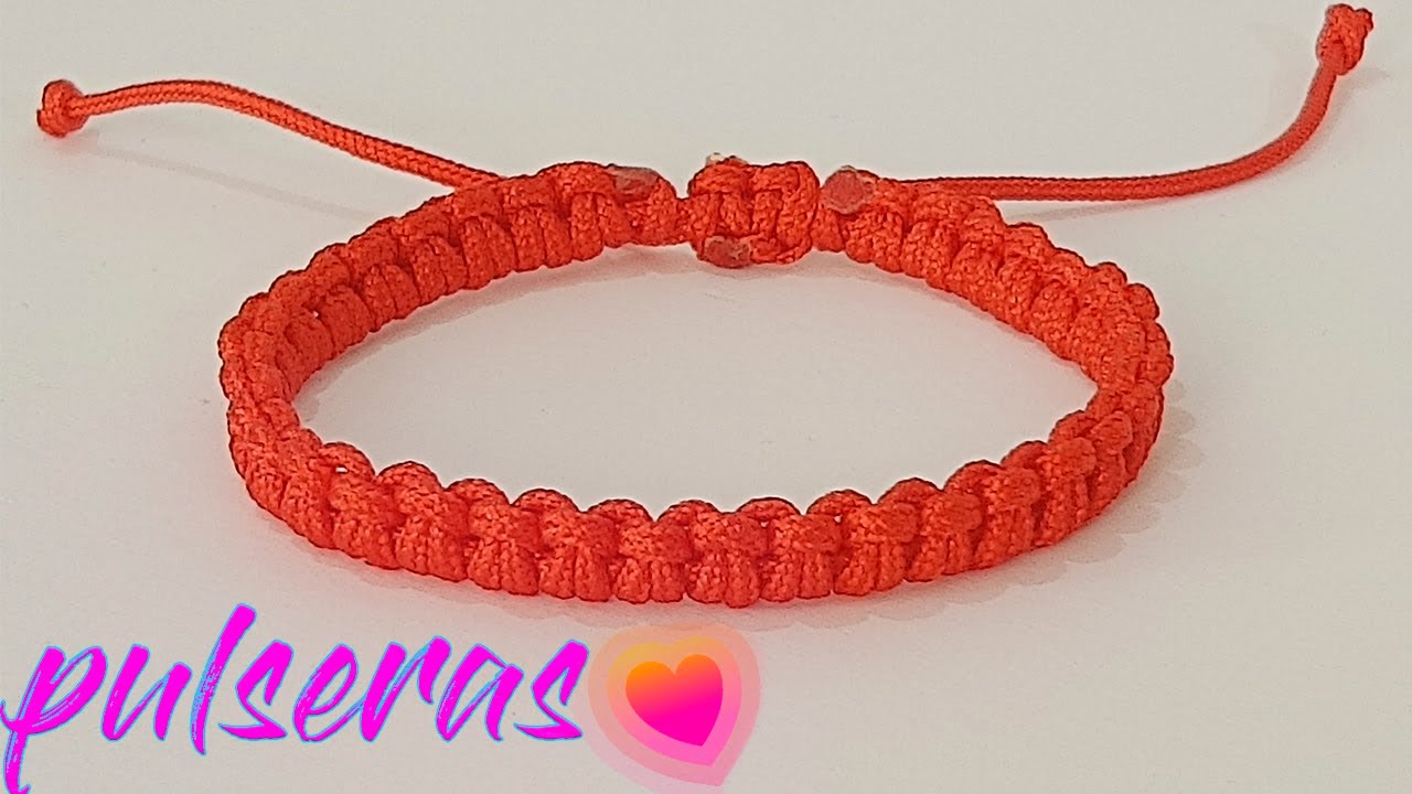 PULSERA MACRAME EN HILO ROJO FACIL Y RAPIDA HACER -