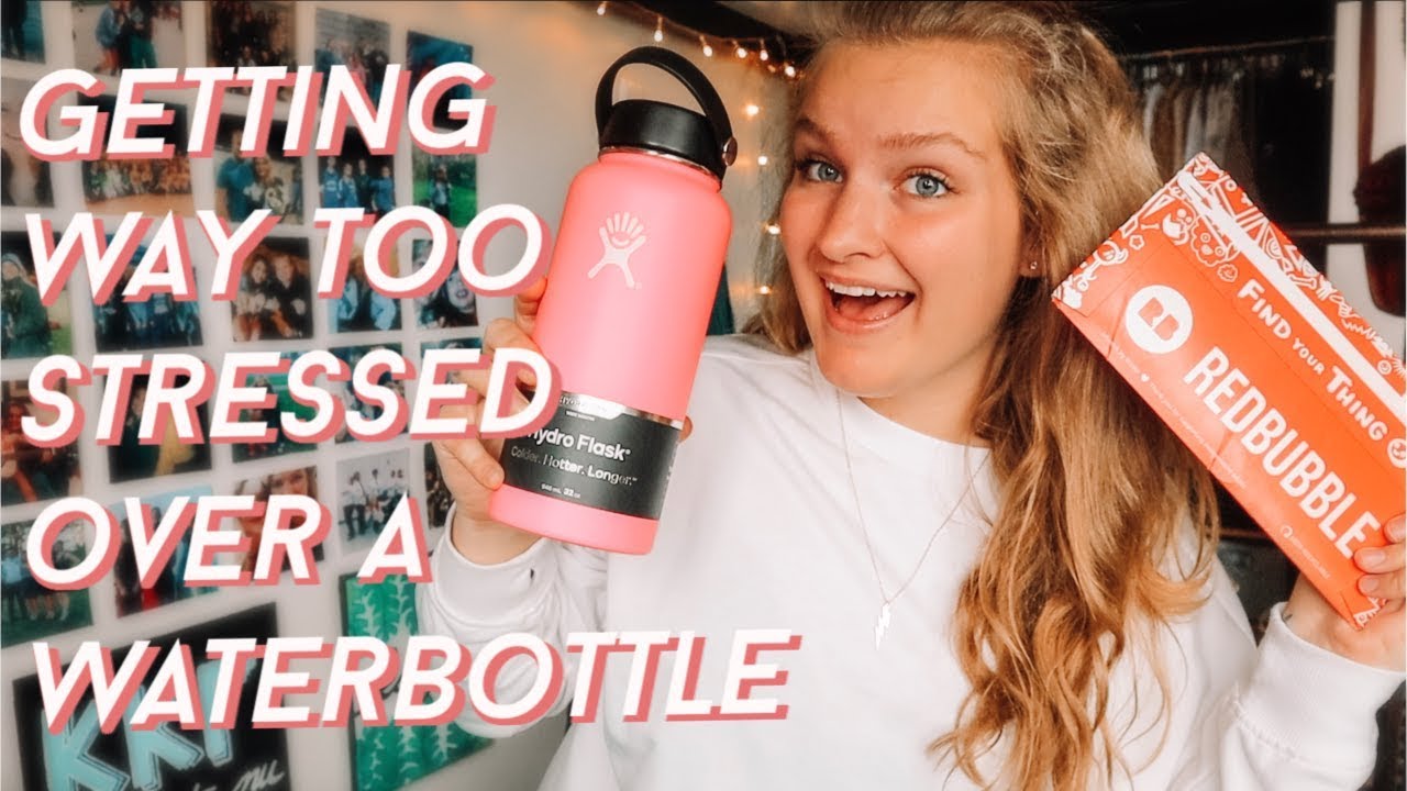 light pink hydro flask with stickers