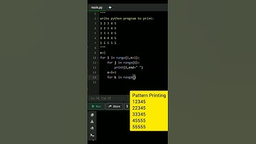 Pattern Printing|Pattern printing using python #python#viralshort