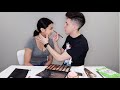 BOYFRIEND DOES MY MAKEUP CHALLENGE **TERRIBLE**