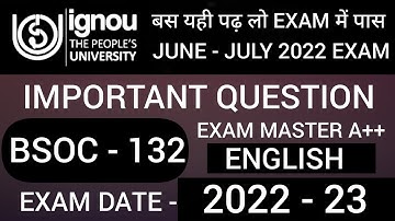 BSOC 132 IMPORTANT QUESTION | BSOC 132 PREVIOUS YEAR QUESTION PAPER | BSOC 132 QUESTION PAPER