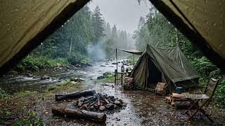 🌧️ Rainbound by the River | Cozy Forest Camping Ambience for Sleep, Study & Deep Relaxation 🏕️🌲