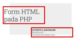 Membuat FORM HTML di PHP yang tersimpan di Database MySQL