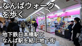 【街歩き】地下鉄日本橋駅となんば駅を結ぶ大阪の地下街 なんばウォーク（旧・虹のまち）を歩く【4K】【GoPro】